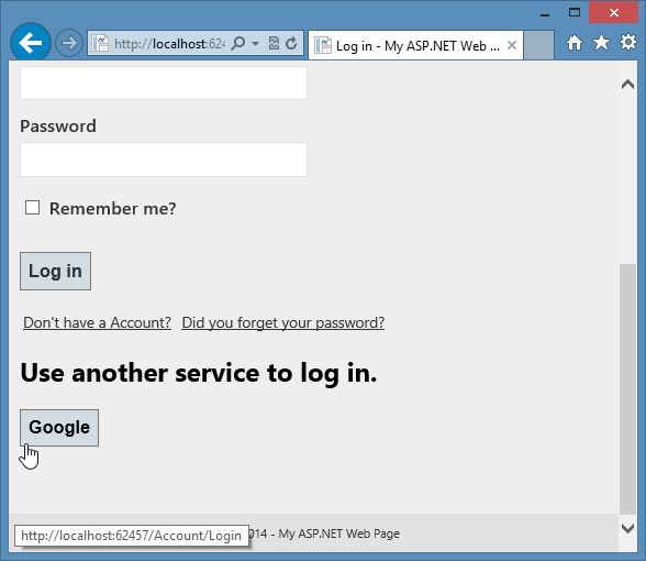 SignIn With Google in WebMatrix